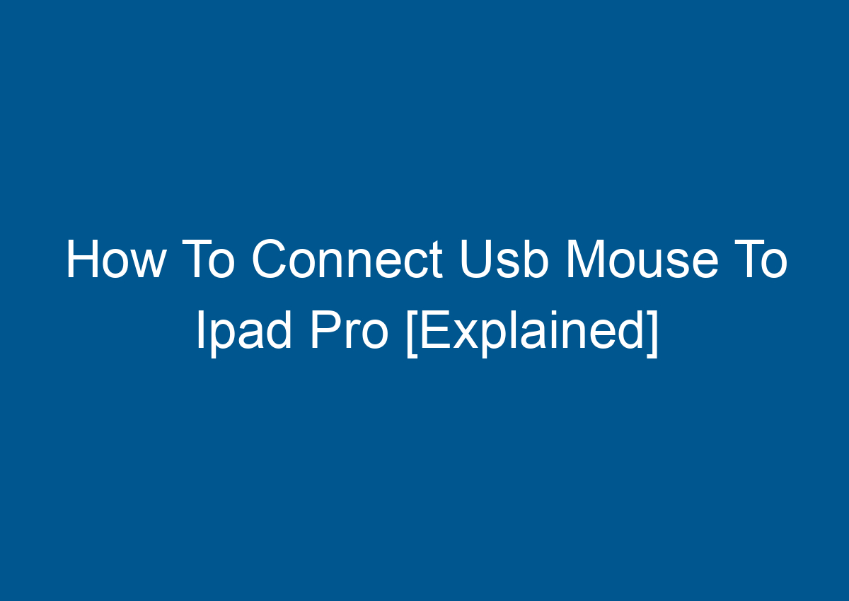 How To Connect Usb Mouse To Ipad Pro [Explained] Digitalhow