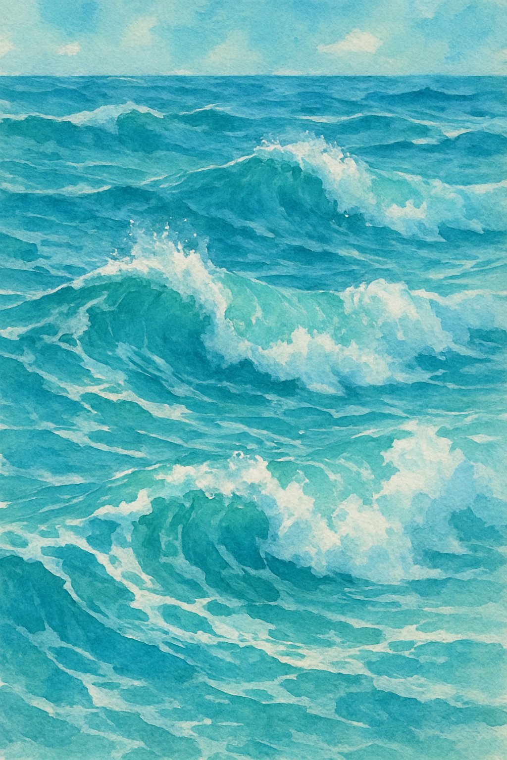 Ocean waves with white foam rolling onto the shore.