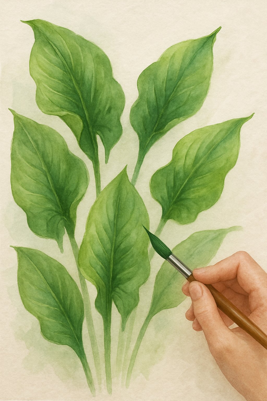 Close-up view of green calla lily leaves with detailed veins and natural shading.