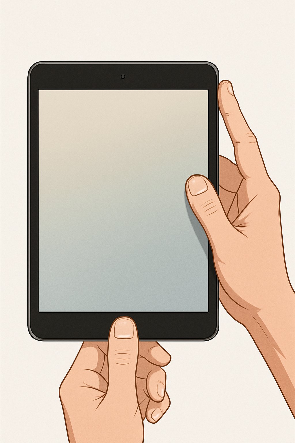 A hand pressing the Home button and the power button on an iPad to force restart it.