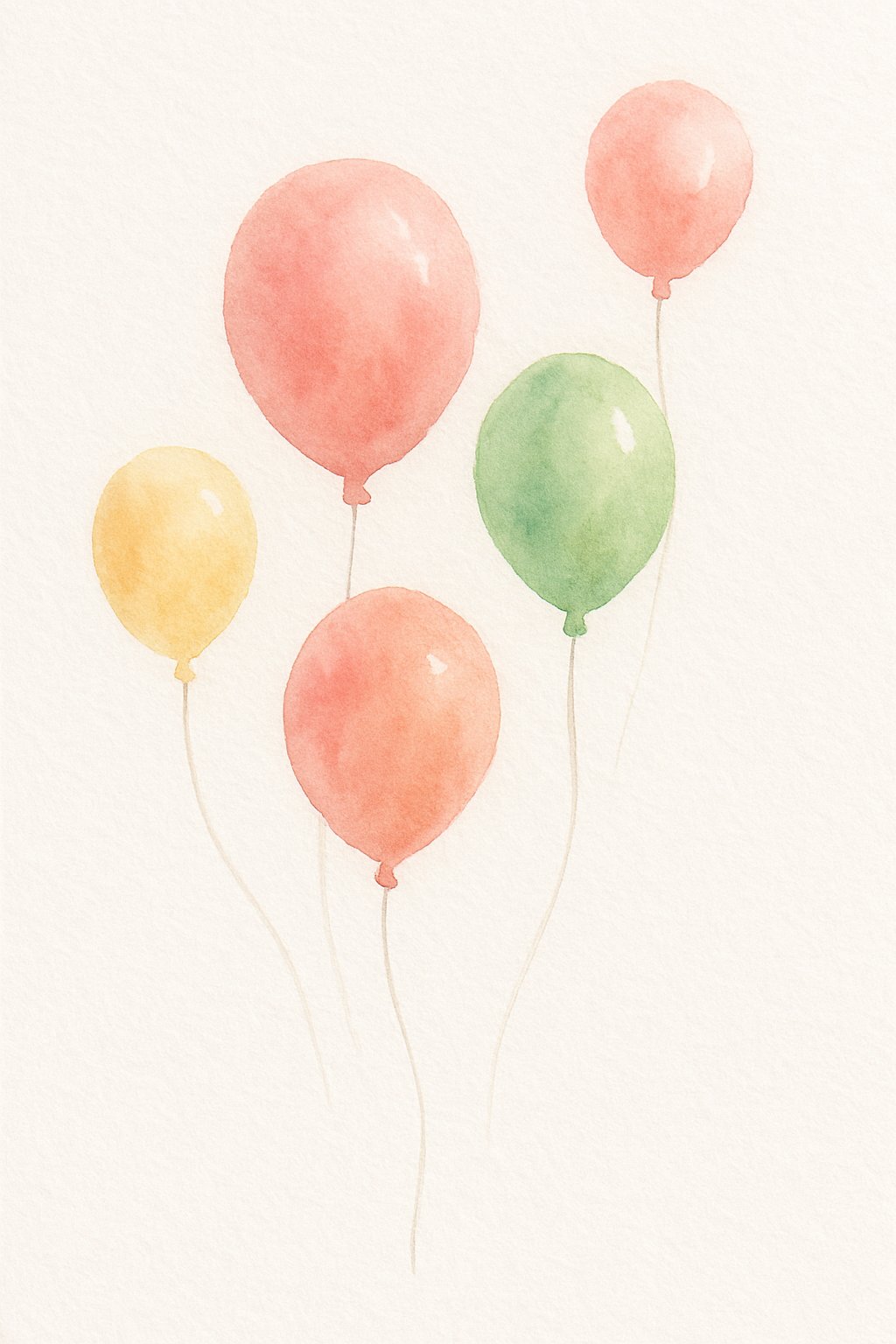 A few colorful balloons floating against a white background.