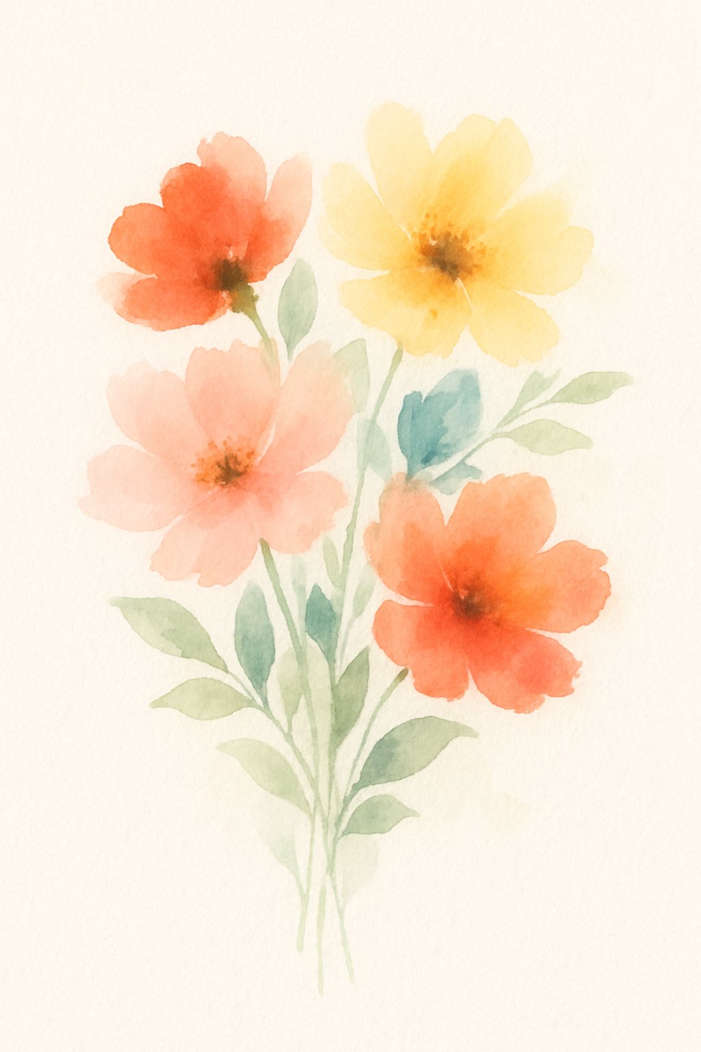 A bright bouquet of colorful flowers arranged on a white background.
