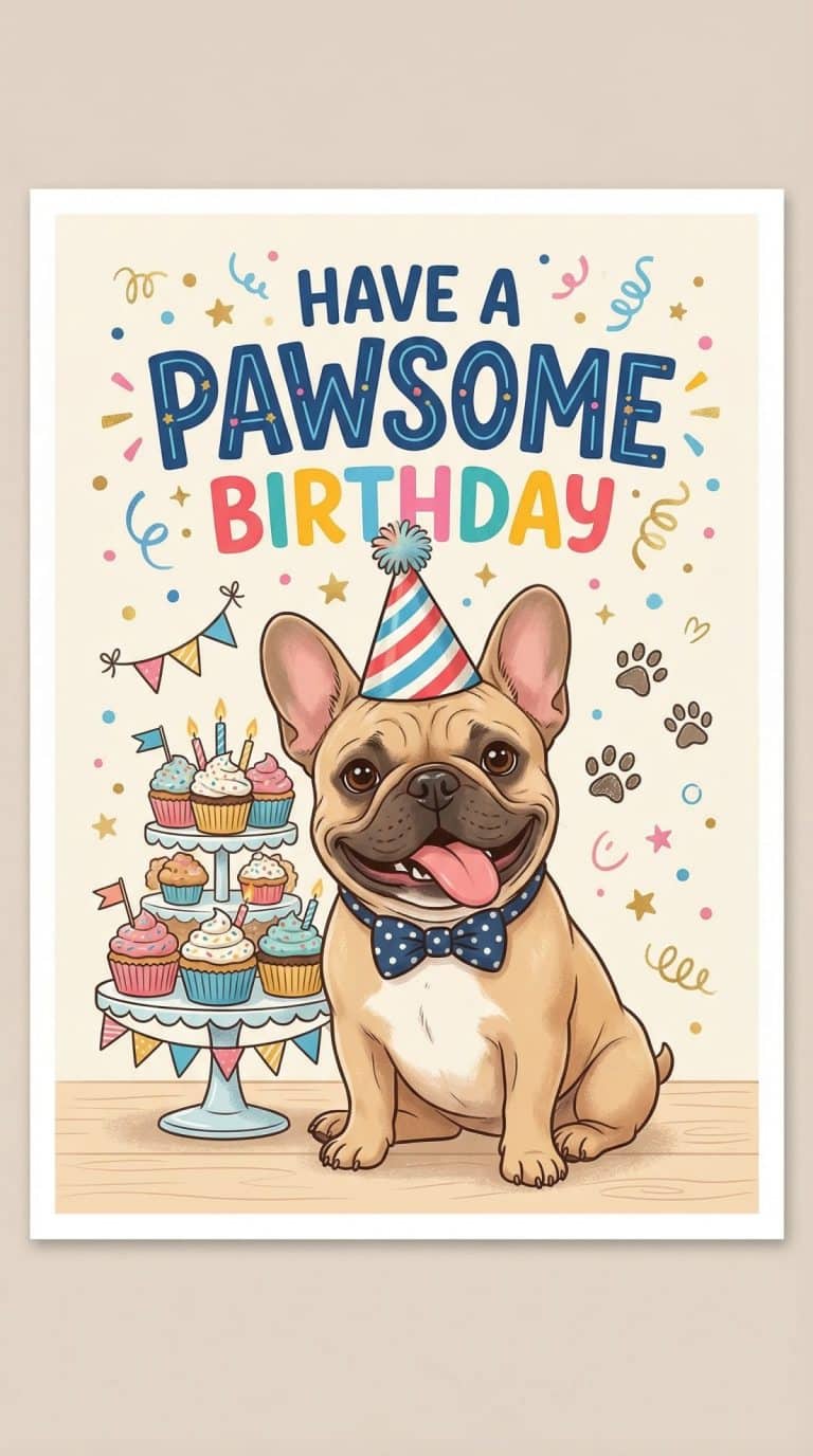 Free Printable French Bulldog Birthday Card